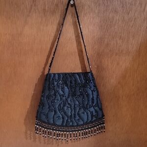 Valerie Stevens Chic Black Beaded Bag